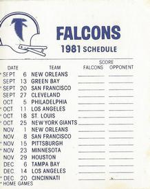 1981 Fleer Team Action - High-Gloss Stickers #NNO Atlanta Falcons Logo Back