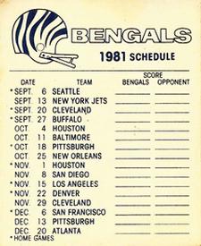 1981 Fleer Team Action - High-Gloss Stickers #NNO Cincinnati Bengals Helmet Back