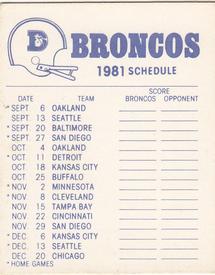 1981 Fleer Team Action - High-Gloss Stickers #NNO Denver Broncos Logo Back