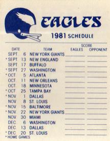 1981 Fleer Team Action - High-Gloss Stickers #NNO Philadelphia Eagles Logo Back