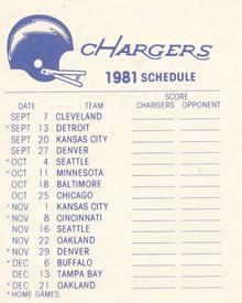 1981 Fleer Team Action - High-Gloss Stickers #NNO San Diego Chargers Helmet Back