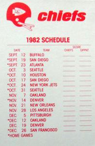 1982 Fleer Team Action - Stickers #NNO Kansas City Chiefs Helmet Back