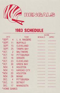 1983 Fleer Team Action - Stickers #NNO Cincinnati Bengals Helmet Back