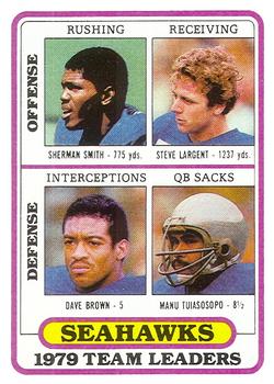 1980 Topps - Team Checklists #57 Sherman Smith / Steve Largent / Dave Brown / Manu Tuiasosopo Front