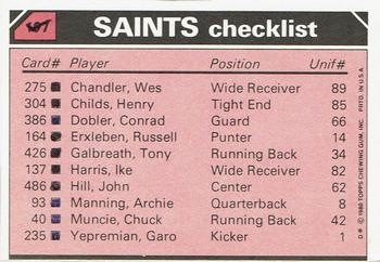 1980 Topps - Team Checklists #197 Chuck Muncie / Wes Chandler / Tom Myers / Elois Grooms / Don Reese Back