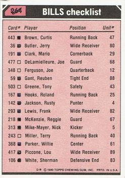 1980 Topps - Team Checklists #264 Curtis Brown / Frank Lewis / Sherman White / Keith Moody Back