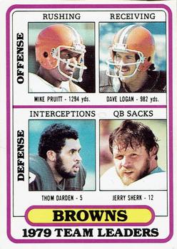 1980 Topps - Team Checklists #376 Mike Pruitt / Dave Logan / Thom Darden / Jerry Sherk Front