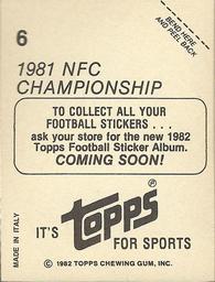1982 Topps - Coming Soon Stickers #6 1981 NFC Championship Back