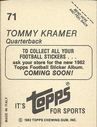 1982 Topps - Coming Soon Stickers #71 Tommy Kramer Back
