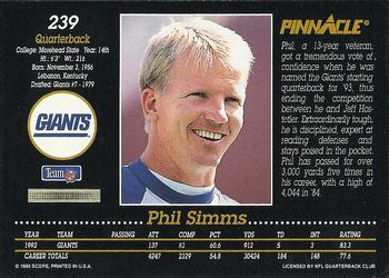 1993 Pinnacle #239 Phil Simms Back