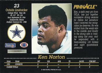 1993 Pinnacle #23 Ken Norton Back