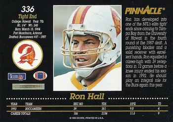 1993 Pinnacle #336 Ron Hall Back