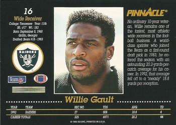 1993 Pinnacle #16 Willie Gault Back