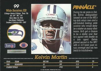 1993 Pinnacle #99 Kelvin Martin Back
