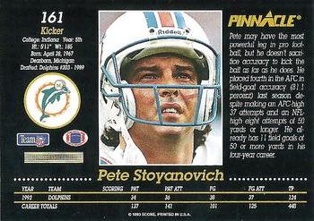 1993 Pinnacle #161 Pete Stoyanovich Back
