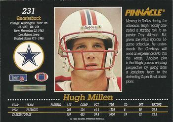 1993 Pinnacle #231 Hugh Millen Back