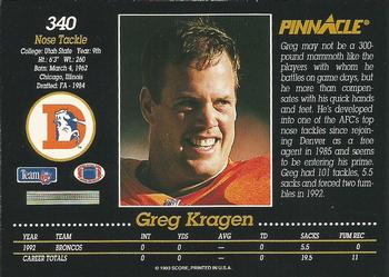 1993 Pinnacle #340 Greg Kragen Back