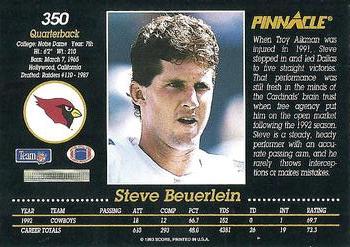 1993 Pinnacle #350 Steve Beuerlein Back