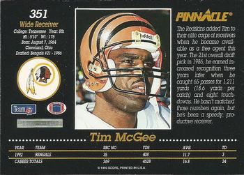 1993 Pinnacle #351 Tim McGee Back