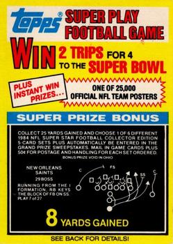 1984 Topps - Super Play Game Cards #7 New Orleans Saints Front