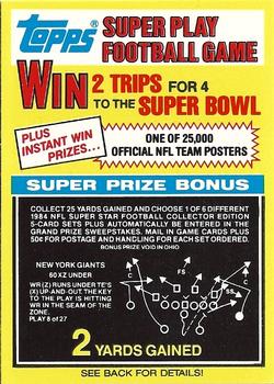 1984 Topps - Super Play Game Cards #8 New York Giants Front