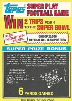 1984 Topps - Super Play Game Cards #12 Detroit Lions Front