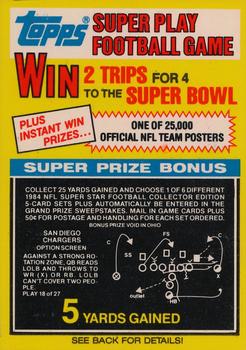 1984 Topps - Super Play Game Cards #18 San Diego Chargers Front