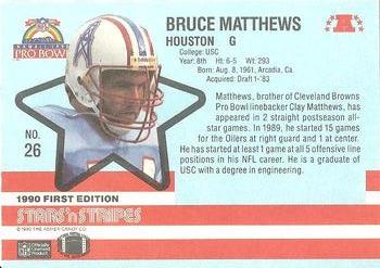 1990 Asher Candy Stars 'n Stripes #26 Bruce Matthews Back