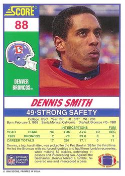 1990 Score 100 Hottest #88 Dennis Smith Back