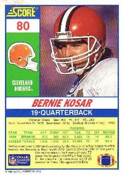 1990 Score 100 Hottest #80 Bernie Kosar Back