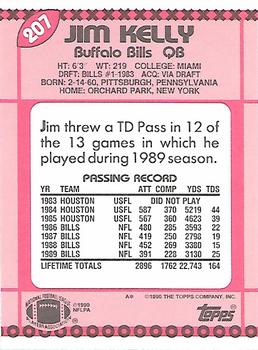 1990 Topps - Collector's Edition (Tiffany) #207 Jim Kelly Back