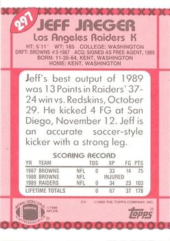 1990 Topps - Collector's Edition (Tiffany) #297 Jeff Jaeger Back