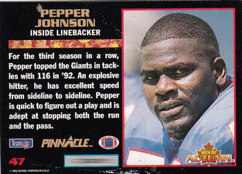 1993 Score - Pinnacle Men of Autumn #47 Pepper Johnson Back