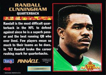 1993 Score - Pinnacle Men of Autumn #48 Randall Cunningham Back