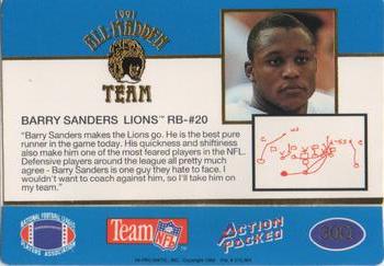 1991 Action Packed All-Madden - 24K Gold #30G Barry Sanders Back