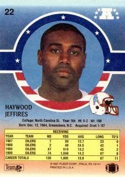 1991 Fleer Stars 'n Stripes #22 Haywood Jeffires Back