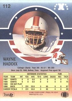 1991 Fleer Stars 'n Stripes #112 Wayne Haddix Back