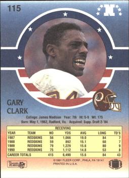 1991 Fleer Stars 'n Stripes #115 Gary Clark Back