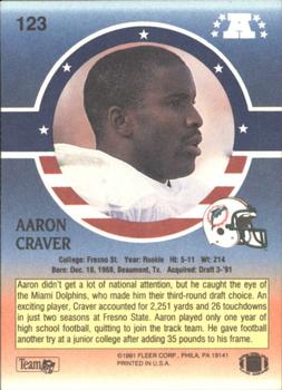 1991 Fleer Stars 'n Stripes #123 Aaron Craver Back