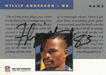1991 Pro Line Portraits - Autographs #NNO Willie Anderson Back