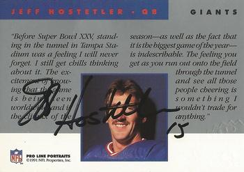 1991 Pro Line Portraits - Autographs #NNO Jeff Hostetler Back