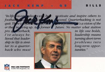 1991 Pro Line Portraits - Autographs #NNO Jack Kemp Back