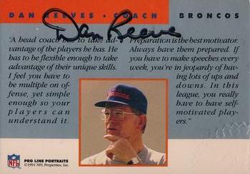 1991 Pro Line Portraits - Autographs #NNO Dan Reeves Back