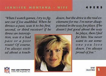 1991 Pro Line Portraits - Spirit Wives #1 Jennifer Montana Back