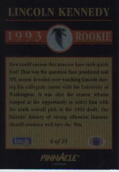 1993 Pinnacle - Rookies #6 Lincoln Kennedy Back