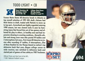 1991 Pro Set - Draft Day #694 Todd Lyght Back