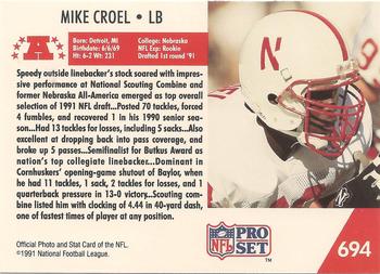 1991 Pro Set - Draft Day #694 Mike Croel Back