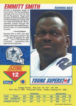 1991 Score - Young Superstars #12 Emmitt Smith Back