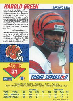 1991 Score - Young Superstars #31 Harold Green Back
