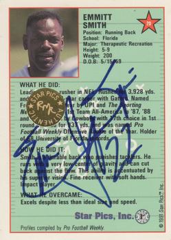1991 Star Pics - Autographs #20 Emmitt Smith Back